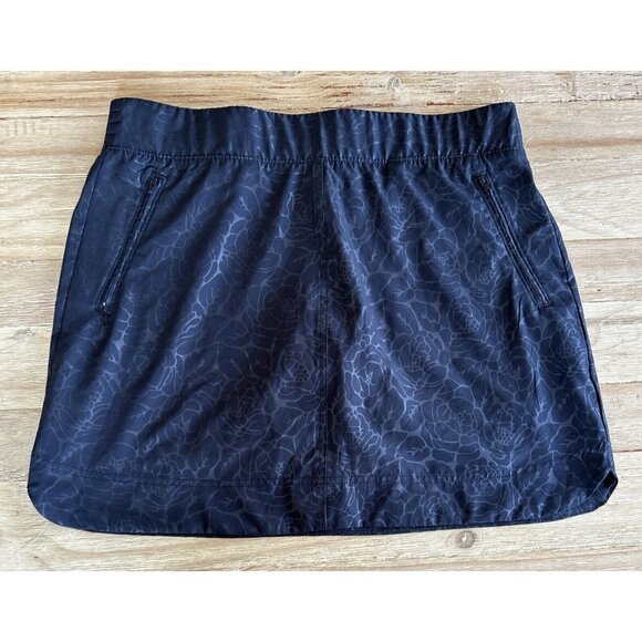 ORVIS  Womens Large Travel Skort Black Rose Embossed Mesh Shorts Stretch Pockets - Picture 1 of 5